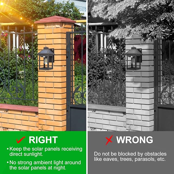 2 Pack Solar Wall Lantern Lights Outdoor Dusk to Dawn Motion Sensor Waterproof - Image 8