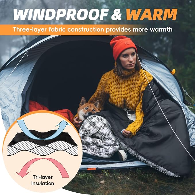 MEREZA Flannel Sleeping Bag for Adults XL, Large Wide Sleeping Bags for Camping - Image 3
