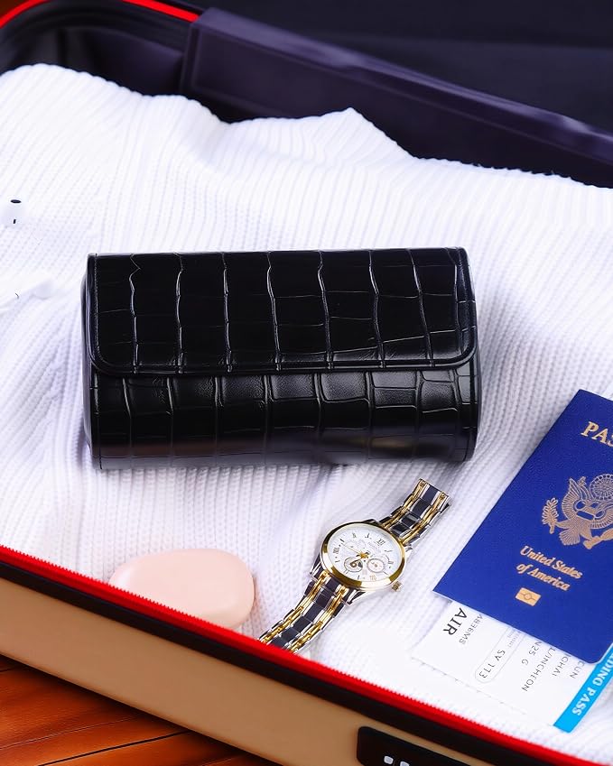 MR.OKAY 2 Watch Travel Case- Classic Leather Watch Case - Image 7