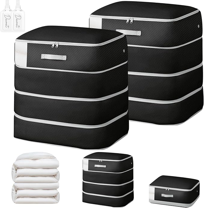 Comforter Storage Bag - 130L Large Capacity Blanket Storage Bags 4-Layer Ultra by EasortmPackingCubes