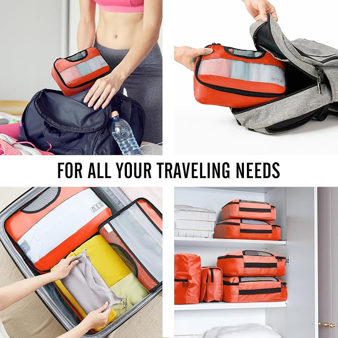Veken 8 Set Packing Cubes for Travel Essentials, Suitcase Organizer Bags in 4 - Image 7