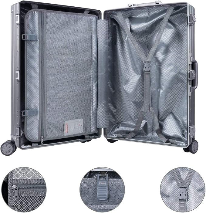 TRAVELKING All Aluminum Luggage Zipperless Hard Shell Luggage Case - Image 3