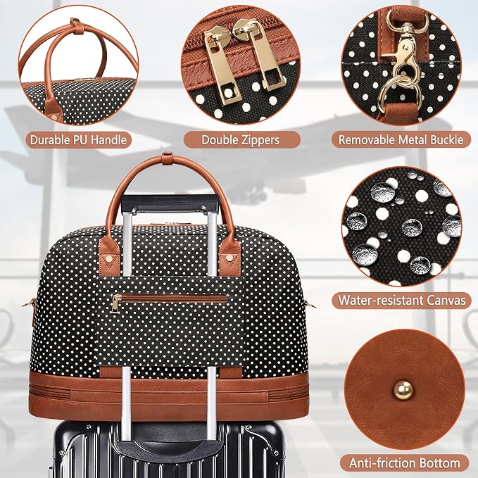 Weekender Bag for Women Canvas Overnight Bag Large Travel Tote Bag Carry on - Image 4