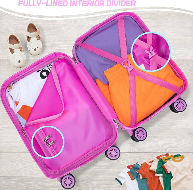 Cute Pink Mermaid Kid’s Luggage Set 5 Piece Suitcase Set 16’’ Hardside Luggage - Image 4