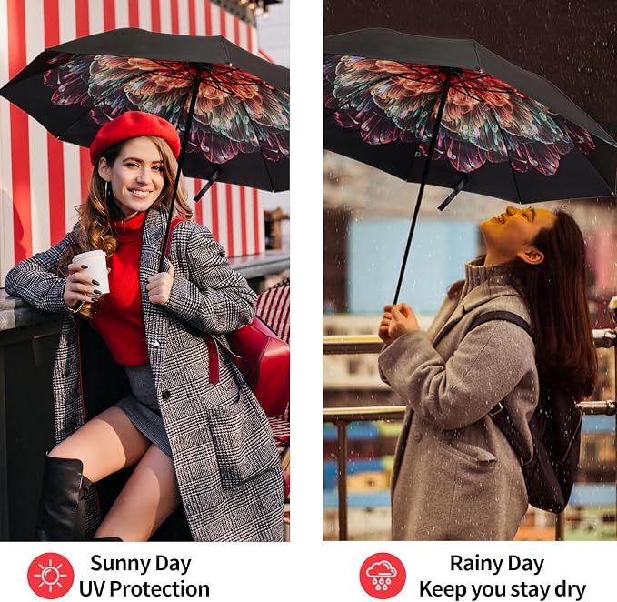 LLanxiry Compact Travel Umbrella, Mini Windproof Umbrellas - Image 6