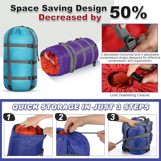 5 Pack Compression Stuff Sack 5 Assorted Size Sleeping Bag Stuff Sack - Image 4