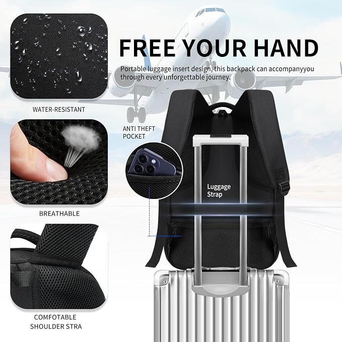Black Backpack for Men, School Backpack for Boys Teens, Backpacks for School - Image 5