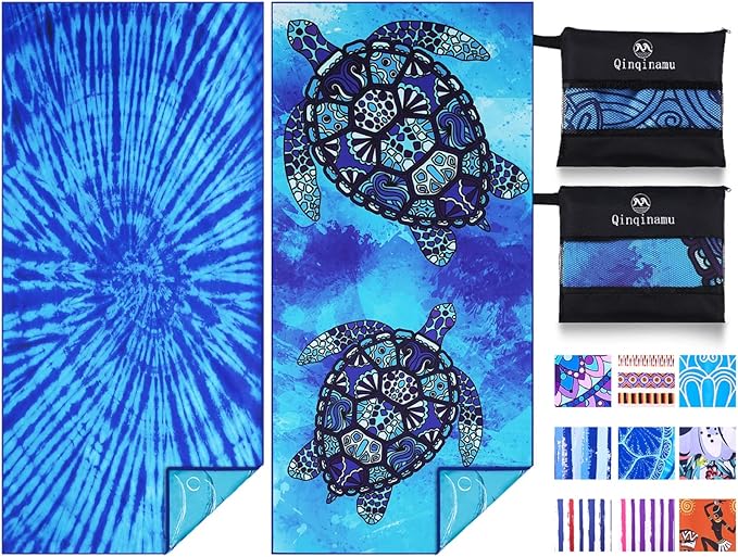 2 Pack Microfiber Thin Lightweight Beach Towel Oversized 71x32 Extra Large Sand by Qinqinamu