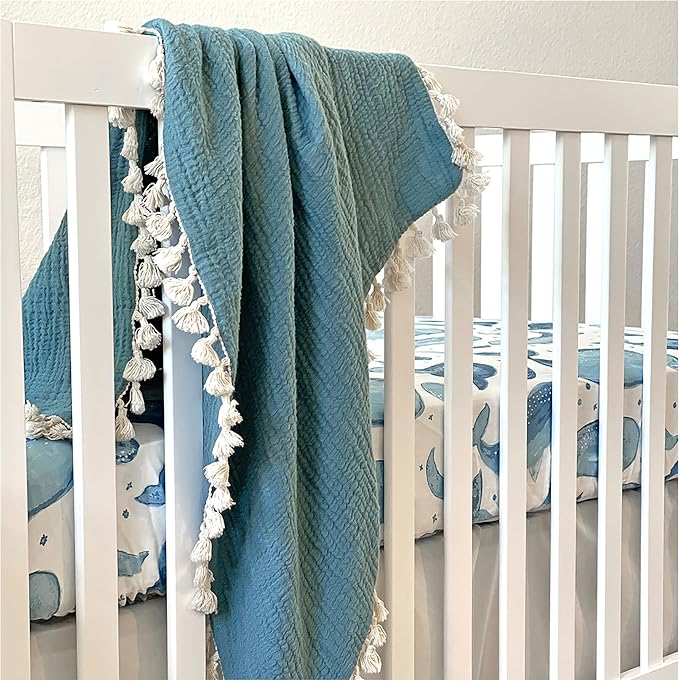 Crane Baby Ocean Crib Sheet, 100% Cotton Fitted Sheet, Crib Sheets - Image 4