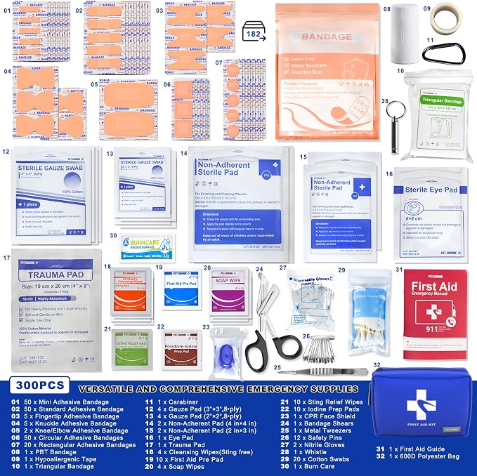 300 PCS First Aid Kit for Home, Businesses, Sports & Outdoor, Premium - Image 4