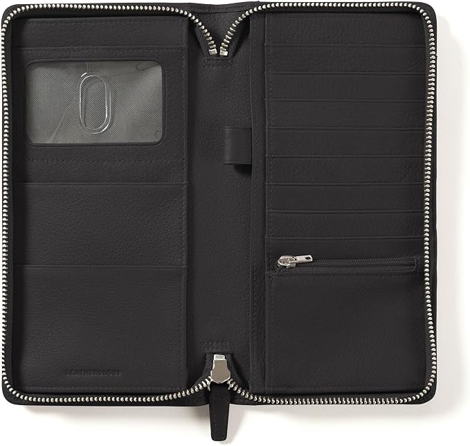 Leatherology RFID Black Onyx Travel Zip Organizer Wallet, Passport Holder - Image 2