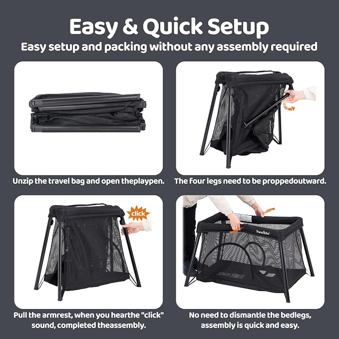 Pamo Babe Travel Crib Lightweight Playpen Baby Playard - Image 6