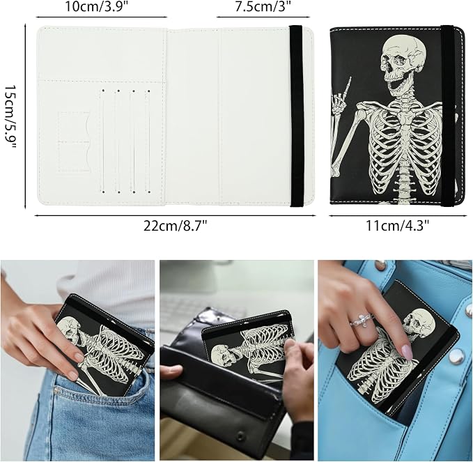 OK Skull Passport Holder for Women and Men PU Leather Passport Cover for Travel - Image 5