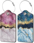 Gold Blue Pink Marble Abstract Luggage Tags, 2 Pack Luggage Tag, Leather by Unknown