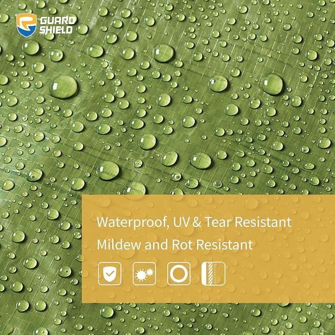 GUARD SHIELD Tarp Green 16x20 Feet Multi Purpose Waterproof Poly Tarp Cover 4mil - Image 4