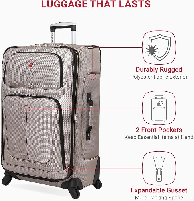 SwissGear Sion Softside Expandable Luggage, Checked-Large 29-Inch - Image 4