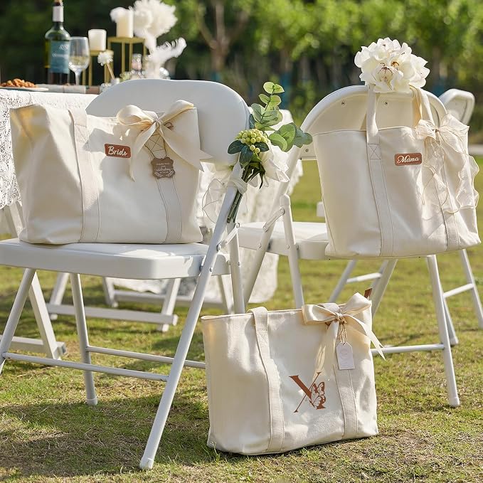 AW BRIDAL Monogram Canvas Tote Bag - Image 8