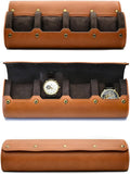 4 Watch Travel Case for Men – Leather Watch Roll Case Storage for Travel by MirageLuxuryTravel