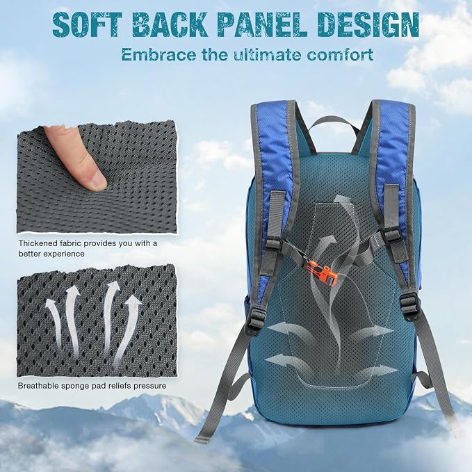 G4Free Packable Hiking Backpack 20L Lightweight Foldable Travel Daypack - Image 2