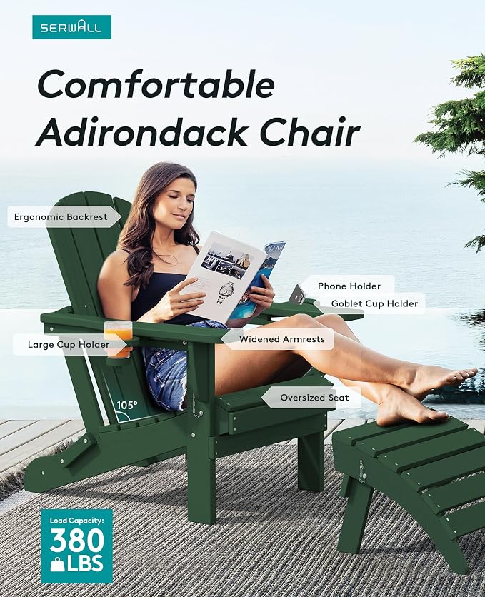SERWALL Adirondack Chair with Cup Holders - Image 3