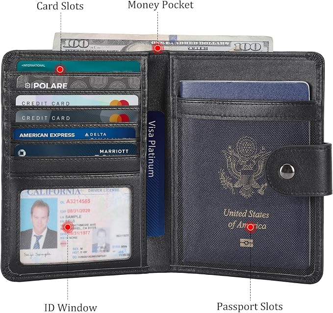 Polare Luxury RFID Blocking Leather Passport Holder Travel Wallet - Image 4