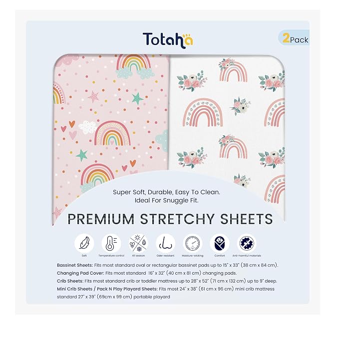 TotAha Pink Rainbow Crib Sheets Girl by TotAha%7CUnitedStates