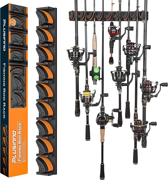 PLUSINNO V9 Vertical Fishing Rod Holders, Wall Mounted Fishing Pole Holders by PLUSINNO