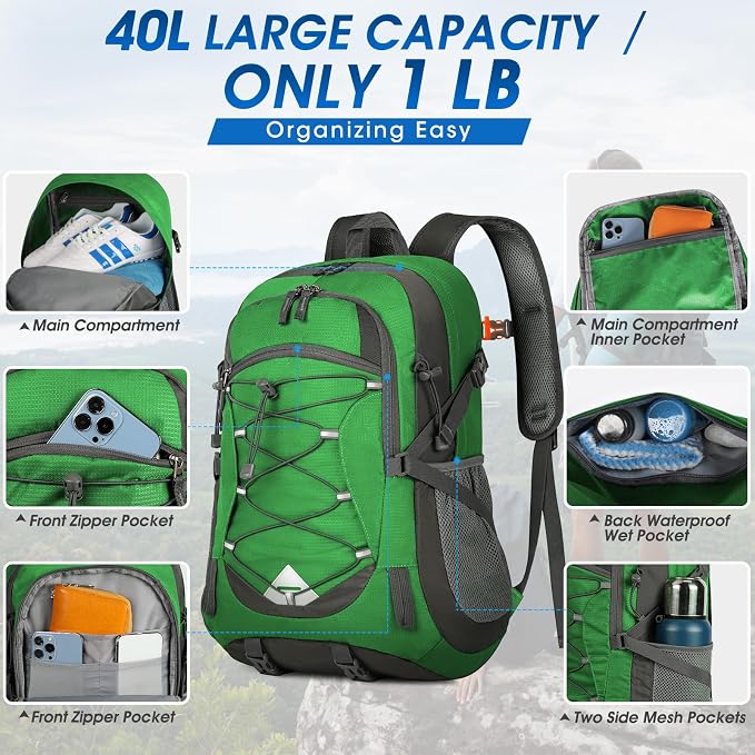 IGOLUMON Hiking Backpack 40L Packable Lightweight Camping Backpack Men Women - Image 5