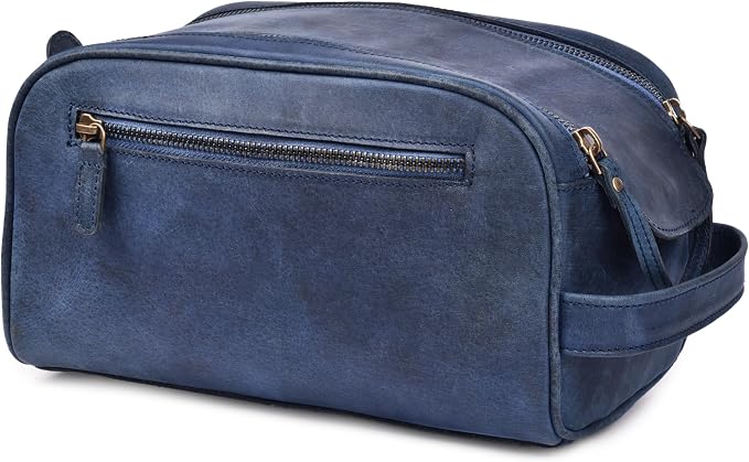 LEATHER VILLAGE Premium Leather Toiletry Travel Pouch by LeatherVillage