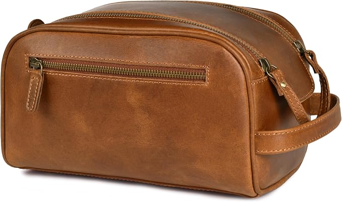 LEATHER VILLAGE Premium Leather Toiletry Travel Pouch by LeatherVillage