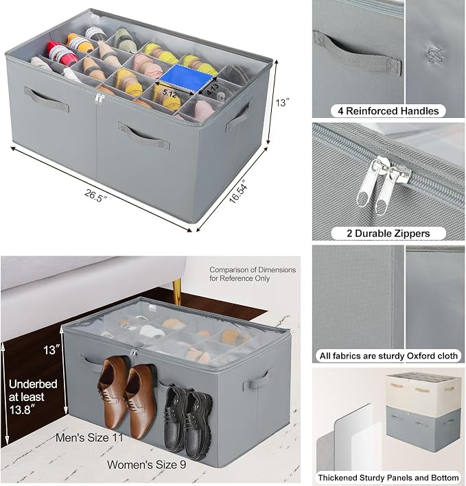 Shoe Organizer for Closet, Foldable Shoe Box - Image 2