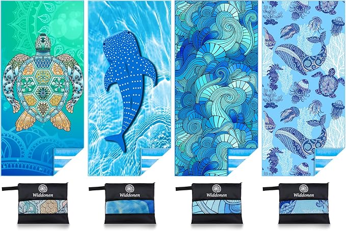 Microfiber Thin Lightweight Beach Towel Sand Free Quick Dry Absorbent Compact by WIDDONEN