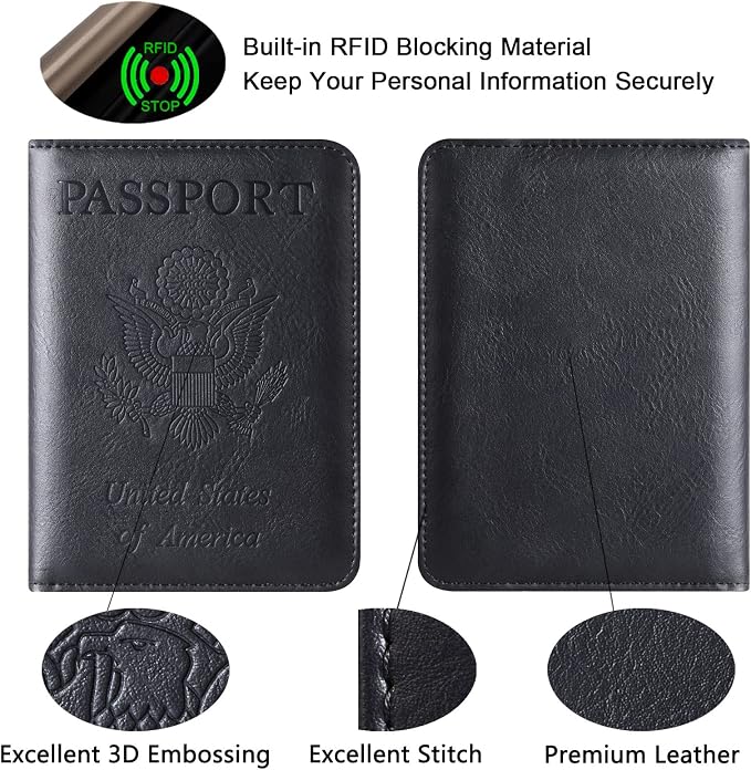 Passport Holder Cover Wallet Travel Essentials Leather Rfid Blocking Case - Image 5