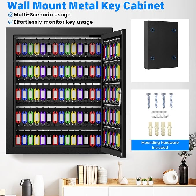 125 Keys Key Lock Box Wall Mount, Anti-Theft Key Organizer - Image 5