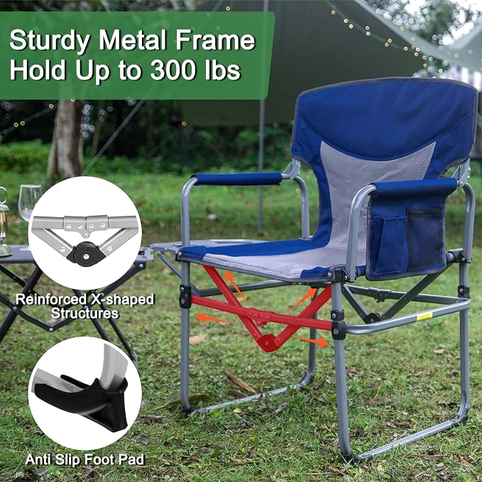 Romswi 2PK Folding Director Chairs, Camping Chair - Image 5