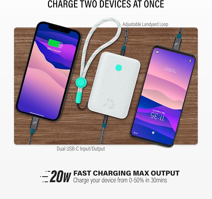 Nimble Champ Portable Charger, 000mAh Power Bank Fast Charging, 20W Dual USB-C - Image 2