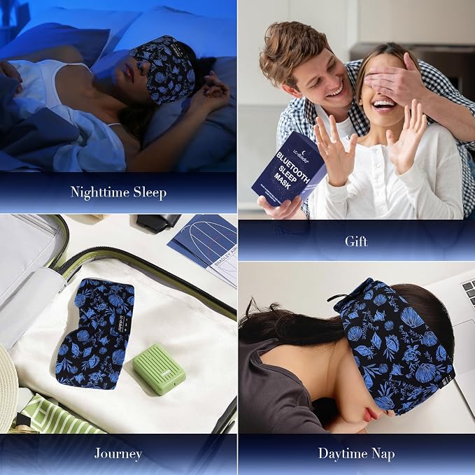 LC-dolida Sleep Mask with Bluetooth Headphones, Extra Large Silk Eye Mask - Image 6