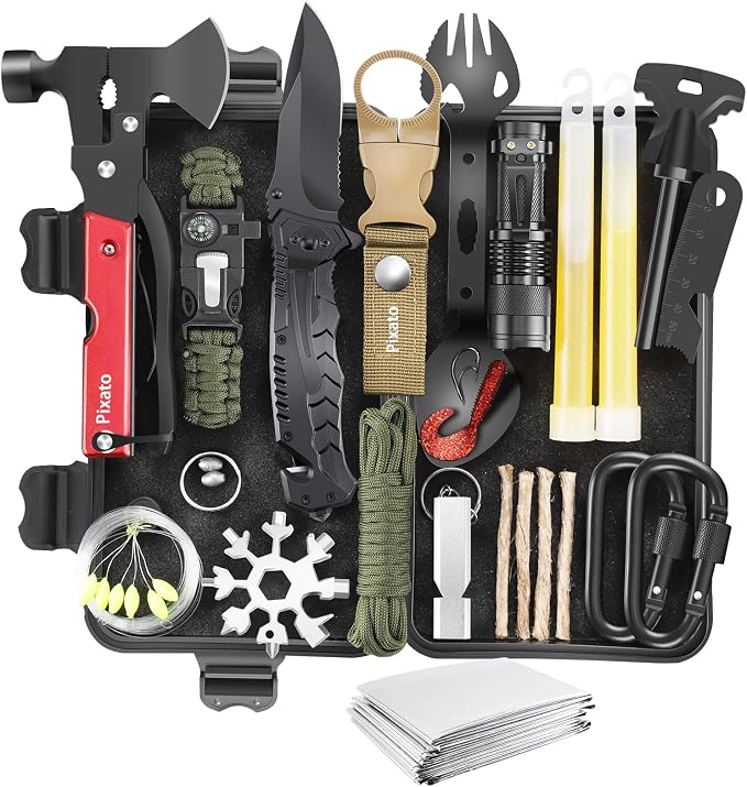 Gifts for Men Dad Fathers Day, 34 in 1 Survival Gear and Equipment, Emergency by Pixato