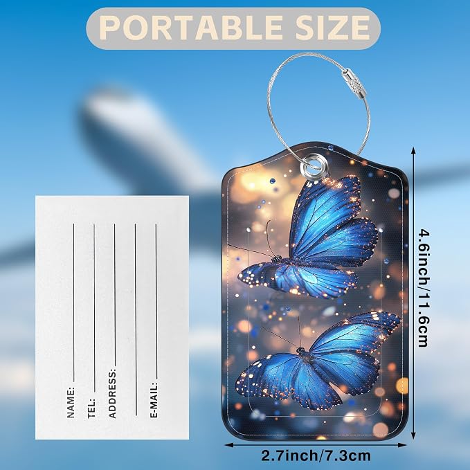 2 Pcs Blue Butterfly Luggage Tags - Image 2