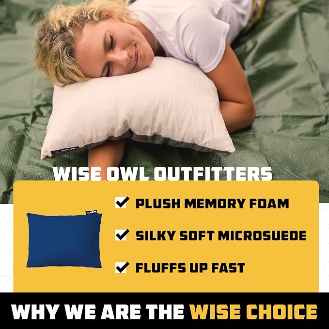 Wise Owl Outfitters Camping Pillow – Memory Foam Travel Pillow - Image 4
