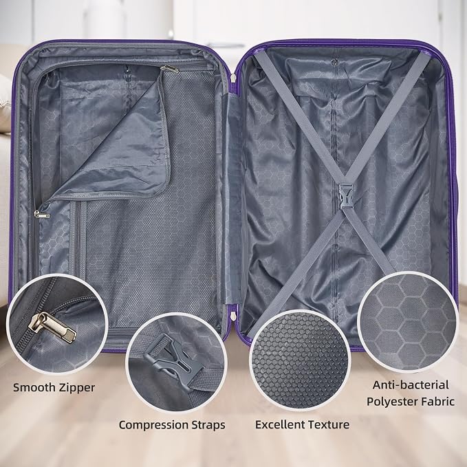 LARVENDER Luggage Sets 5 Piece Hardside Expandable Suitcase - Image 5