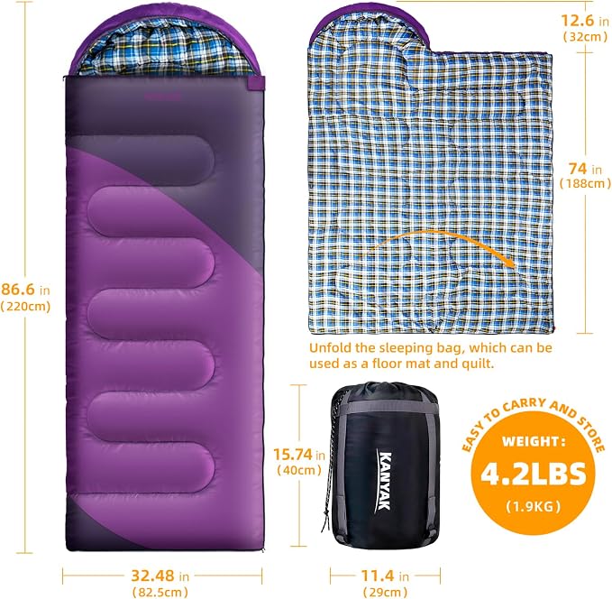 Camping Sleeping Bag, 32℉ Sleeping Bags - Image 2