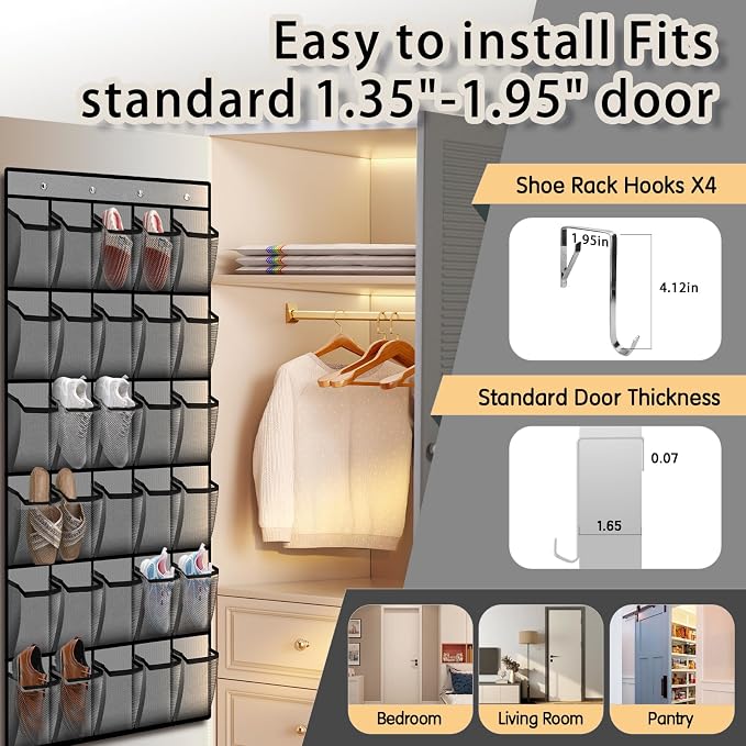 2PCS Over the Door Shoe Organizer - Image 6