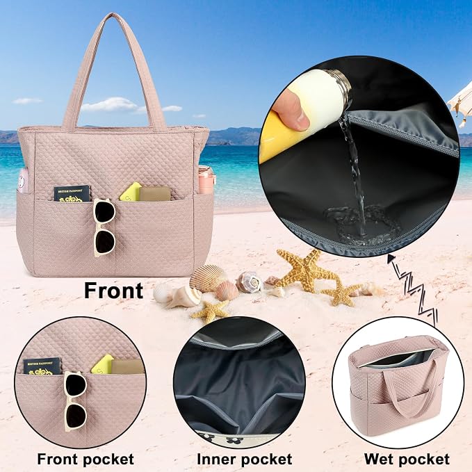Beach Pool Bags Tote for Women Ladies Large Gym Tote Carry On Bag - Image 2