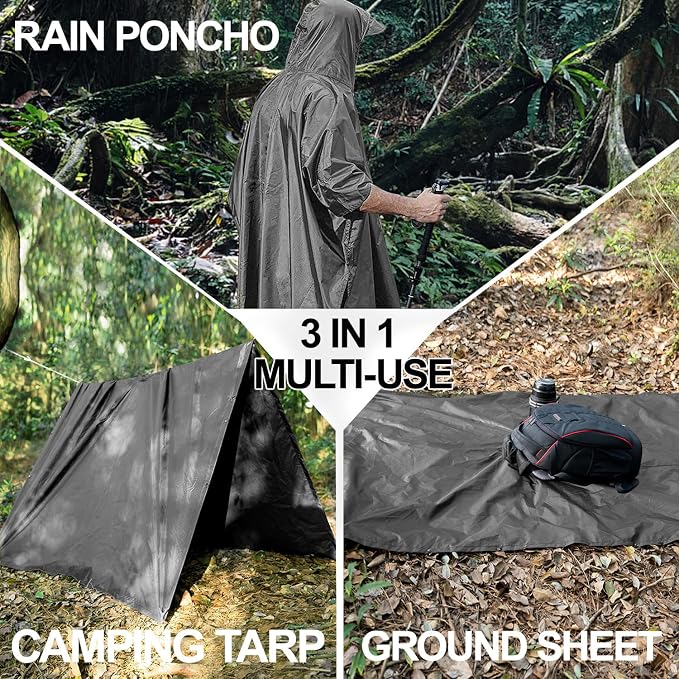 salamra Hooded Rain Poncho Waterproof Raincoat Jacket - Image 5