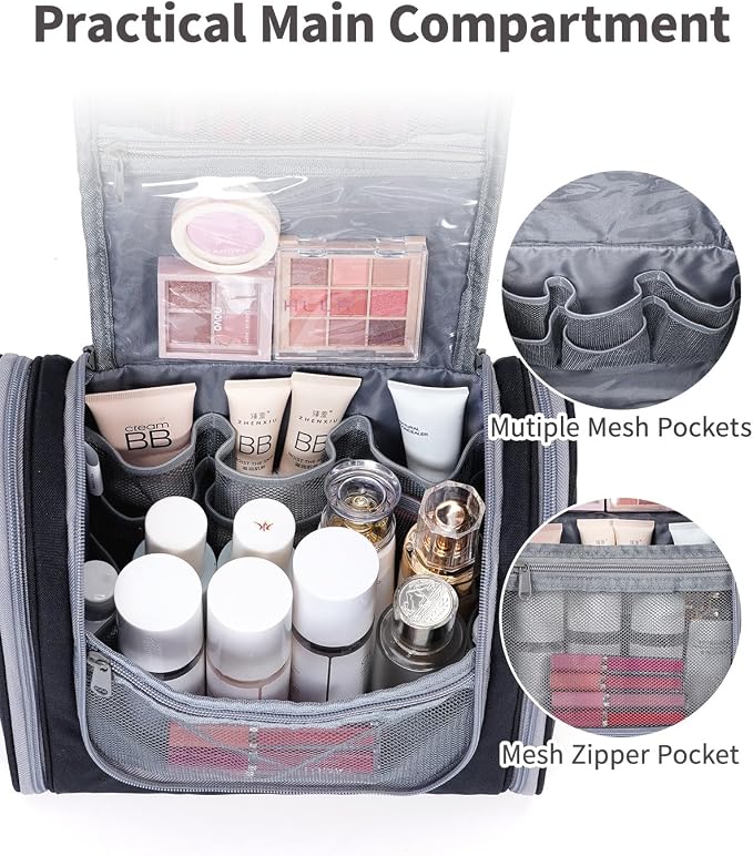 Narwey Hanging Toiletry Bag for Women Travel Makeup Bag Organizer Toiletries - Image 3