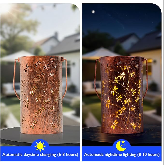 Homemory Dragonflies Solar Lanterns Lights Outdoor Waterproof, Hollowed-Out - Image 6