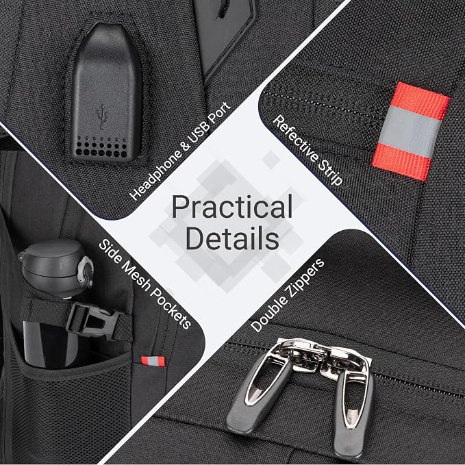 40L Expandable Laptop Backpack, Anti-thief Travel Backpack - Image 5