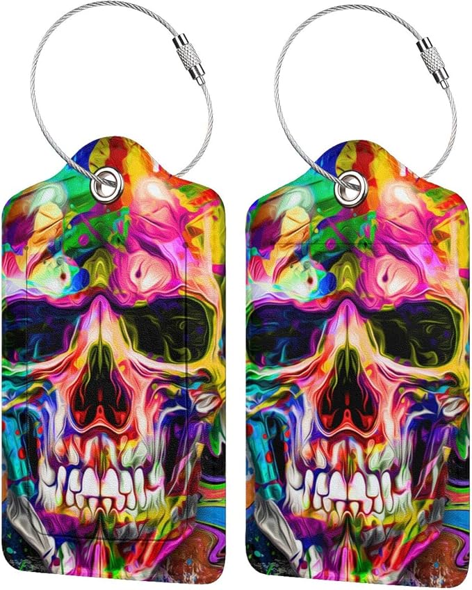 Artistic Skull Leather Luggage Tags by OUZPGAQ