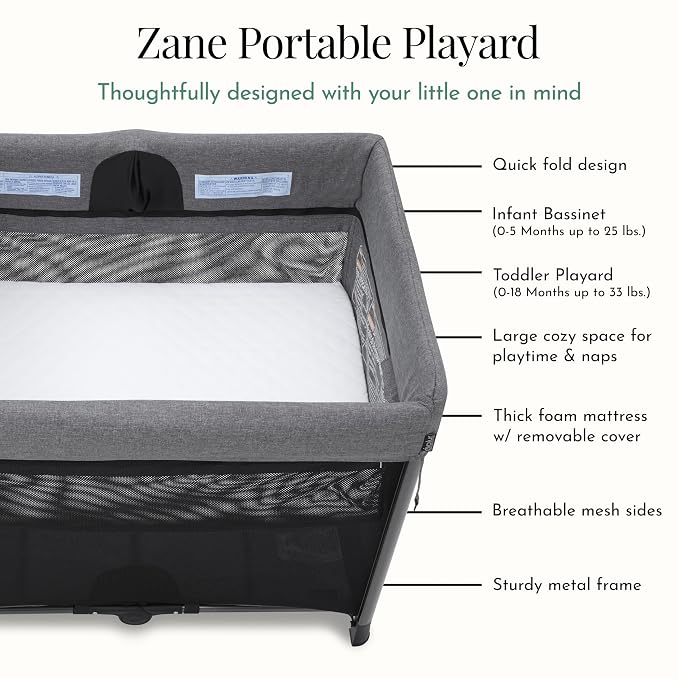 Evolur Zane Portable Playard – Foldable, Removable Mattress - Image 5